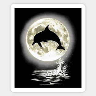 Dolphin Dancing in Moonlight Sticker